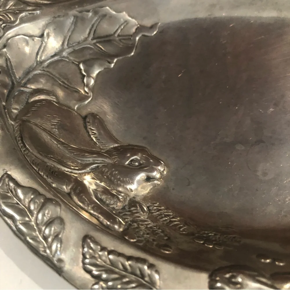 Vintage Arthur Court Aluminum Bunnies Divided Baby Plate 3 Sections